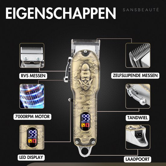 Tondeuse professionnelle 5-en-1 sans fil avec grille de rasage - Sansbeauté - Tondeuse à cheveux pour hommes - Cheveux - Tondeuse à cheveux - Machine à cheveux pour coiffeurs - Tondeuse à cheveux - Tondeuse à barbe - Barbe Hair Clipper - Barber Buddha Tri