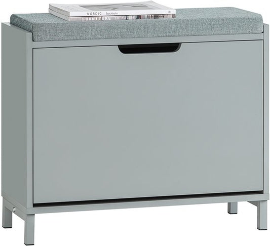 SoBuy FSR151-K-HG Banc à chaussures - Gris Banc de rangement avec rabat et coussin