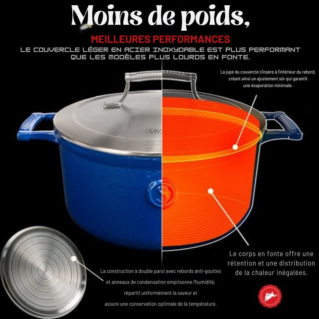 Cocotte en fonte - Saveur Selects - Ø25 cm - Sans PFAS - Compatible induction et toutes sources de chaleur - Bleu