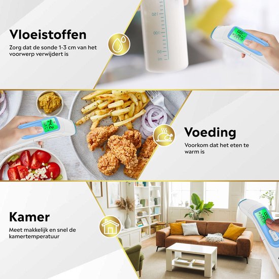 MostEssential Premium Thermomètre de fièvre - Thermomètre auriculaire - Thermomètre infrarouge - Thermomètre frontal - Thermomètre corporel - Thermomètre de fièvre pour adultes, enfants et bébés - Sans contact - 20D