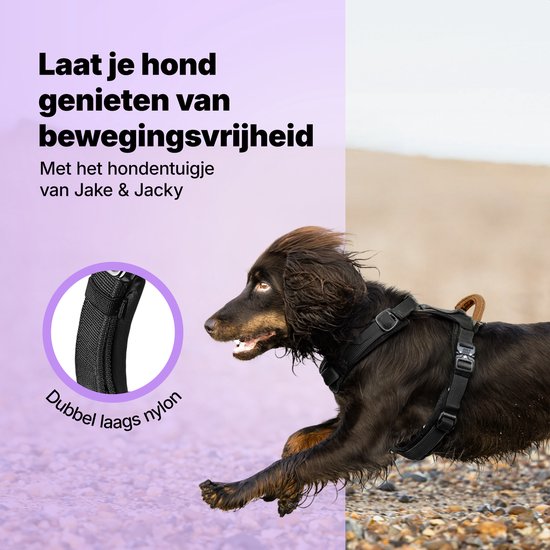 Harnais Jake et Jacky pour grands chiens - Harnais anti-traction - Harnais Y pour chien - Harnais pour chien - Noir - Taille L