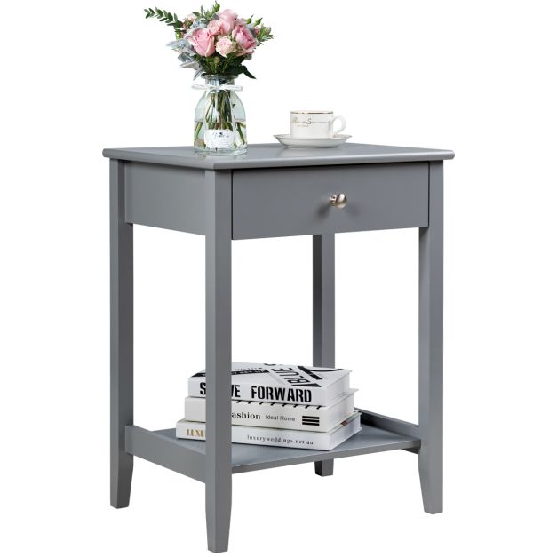 Table d'appoint Coast avec tiroir - 48 x 36 x 62 cm - Gris