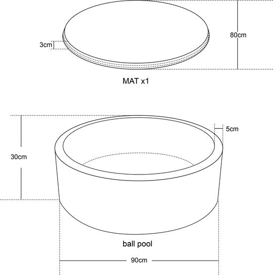 Piscine à balles Sunny Boaz avec 160 balles, couleur « Velvet Gris » – Balles blanches/grises/dorées de Ø 7 cm – Piscine à balles ronde de Ø 90 x 30 cm