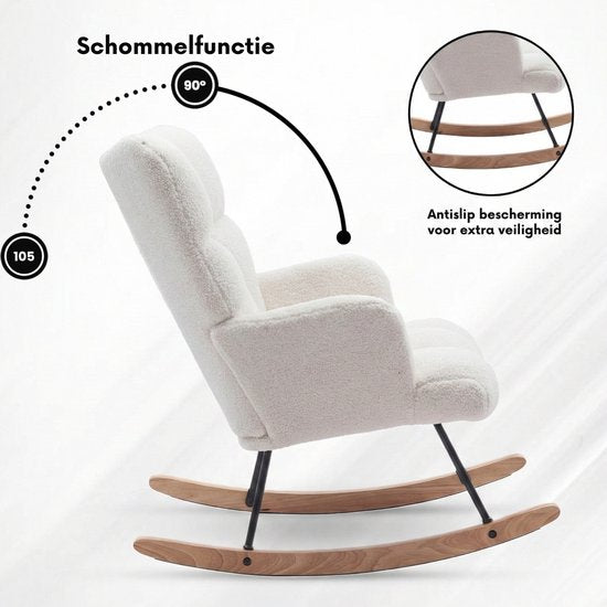 Bayt Fauteuil à bascule - Fauteuil - Fauteuil à bascule pour chambre de bébé - Fauteuil de détente - Blanc
