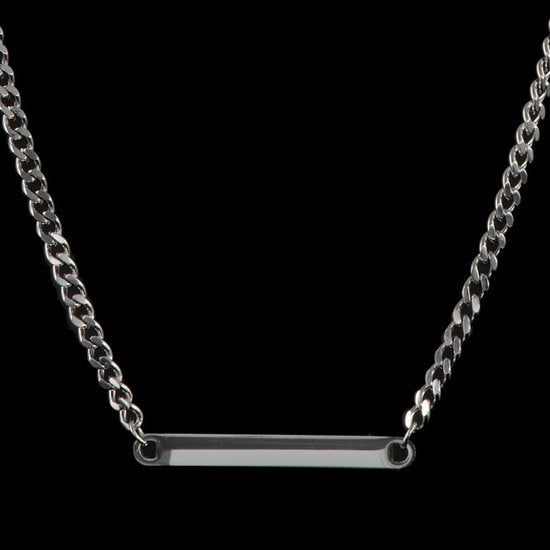 Laura Ferini Ladies Necklace Facile Silver - Chaîne à maillons en argent avec plaque - Plaqué or blanc 18 carats - Collier - Collier - Bijoux - Accessoires - Collier pour dames avec pendentif