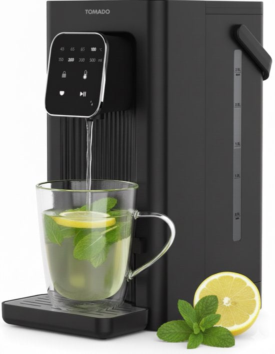 Distribuateur d'eau chaude Tomado TWD2503B - Bouilloire instantanée - 2,5 litres - Écran numérique - Réglage de la température - Réservoir d'eau amovible - Filtre à eau inclus