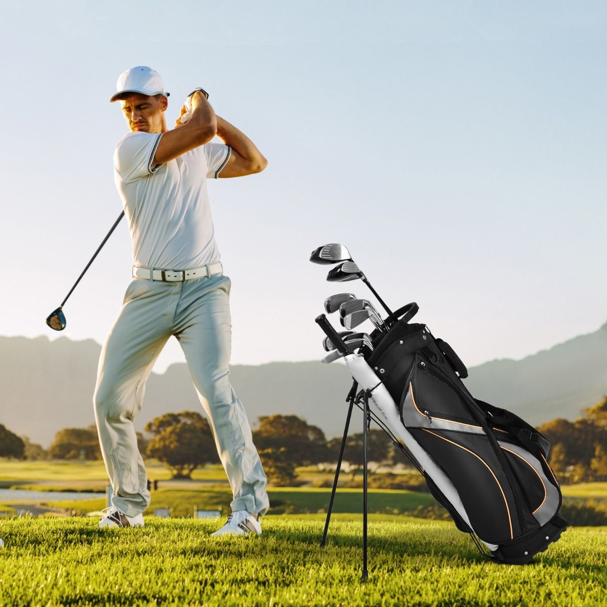 Sac de golf Coast - Organiseur à 8 compartiments - Système à double sangle - Noir