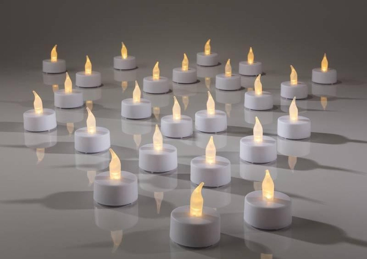 Set de bougies chauffe-plat LED - Boîte de 72 bougies - piles incluses