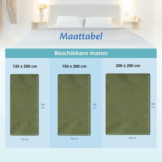 Housse pour la couverture d'aggravation d'Ella 200 x 200 CM - 11 KG & 13 KG - Housse en 100% coton biologique - Vert olive