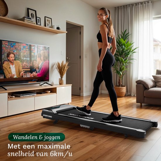 Sportconic Tapis de course 1-6km/h - Tapis de marche avec fonction d'inclinaison - Tapis de marche pour dessous de bureau - Télécommande incluse