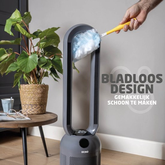 BREND BR-2243 Chauffage par ventilateur sans pales - 2200 Watts - sans pales - affichage LED - minuterie - oscillation - sans danger pour les enfants et les animaux - gris foncé