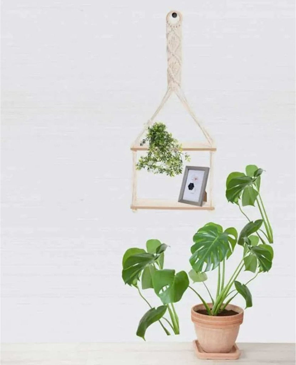 Plateau suspendu avec décoration en corde - 2 plateaux