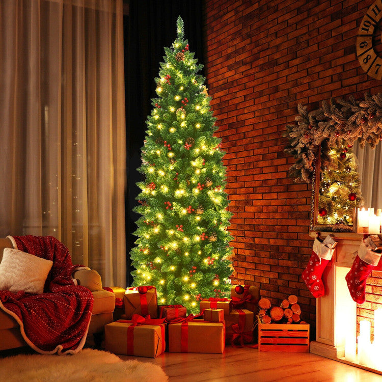 Arbre de Noël pré-éclairé de 6,5 pieds avec crayon à charnière
