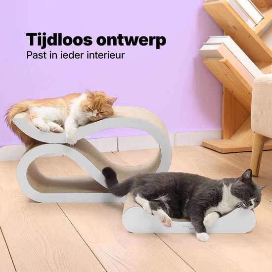 Jake and Jacky Scratching Cardboard for Cats 2 in 1 Model - Scratching Post Cardboard - Scratching Board - Scratching Basket - Scratching Furniture - Cardboard Scratching Mat - Cat Basket - Cat Bed - 60x24x34cm