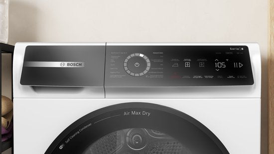 Bosch WRB247D0FG - Série 8 - Lave-linge séchant - Sèche-linge à pompe à chaleur - 9 kg - Classe énergétique A - Condenseur autonettoyant - Efficacité énergétique durable - Air Max Dry : résultats de séchage parfaits et faible consommation d'énergie.