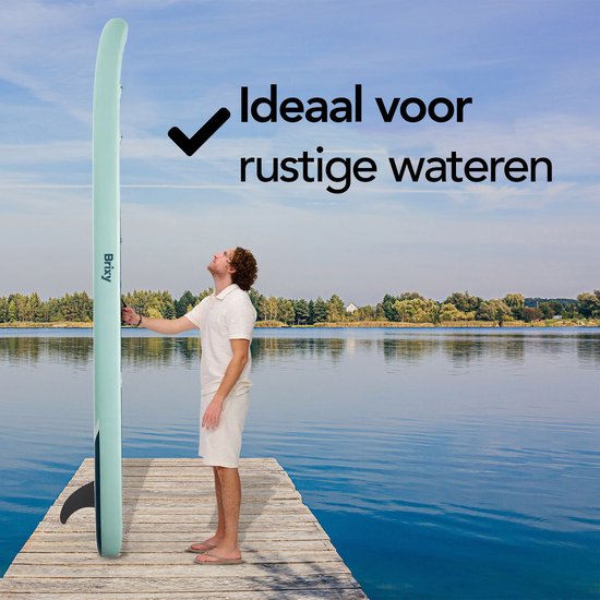Planche de SUP 2-en-1 Brixy - avec siège - Planche de paddle gonflable - Kit complet - 335 cm - 175 kg max. - Vert menthe/Bleu