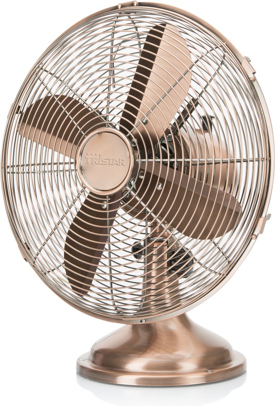 Tristar VE-5970 - Ventilateur de table rétro - Ø30 cm - Finition cuivre - 3 niveaux de vitesse