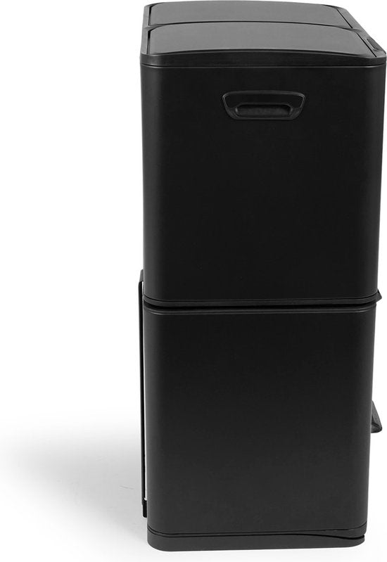Umuzi Poubelle de nettoyage - 60L - Fermeture douce - Noir mat - Séparation des déchets 3 bacs - 47 x 39 x 72