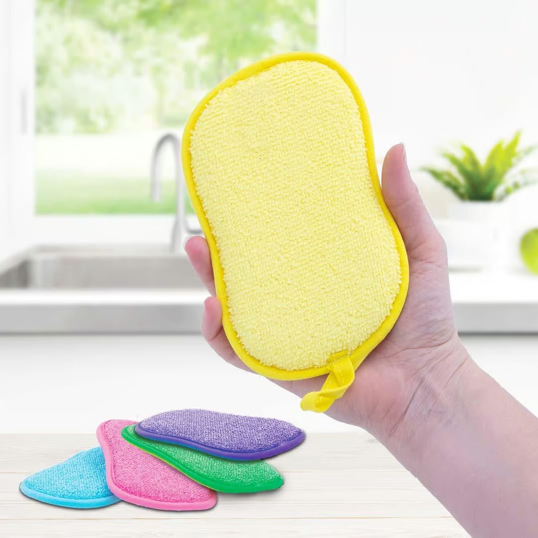 Éponges Livington DuoSponge, lot de 5 - Système de nettoyage double face - Nettoyage sans rayures - Microfibre absorbante