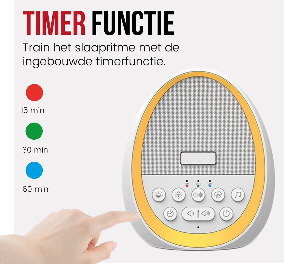 White Noise Machine - Witte Ruis Slaaptrainer voor Baby - Slaaphulp met 8 verschillende kleuren LED verlichting en 29 rustgevende geluiden