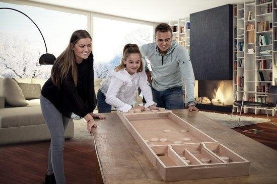 Table de shuffleboard de compétition en bois 200 cm – 30 jetons inclus – Table de shuffleboard en contreplaqué pour la maison et les loisirs – Jeu de société – Longfield