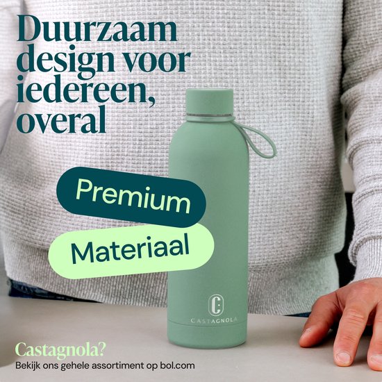Bouteille d'eau Castagnola - Bouteille à boire en acier inoxydable 500 ML - Thermos en acier - Bouteilles à boire pour adultes - Double paroi - Vert