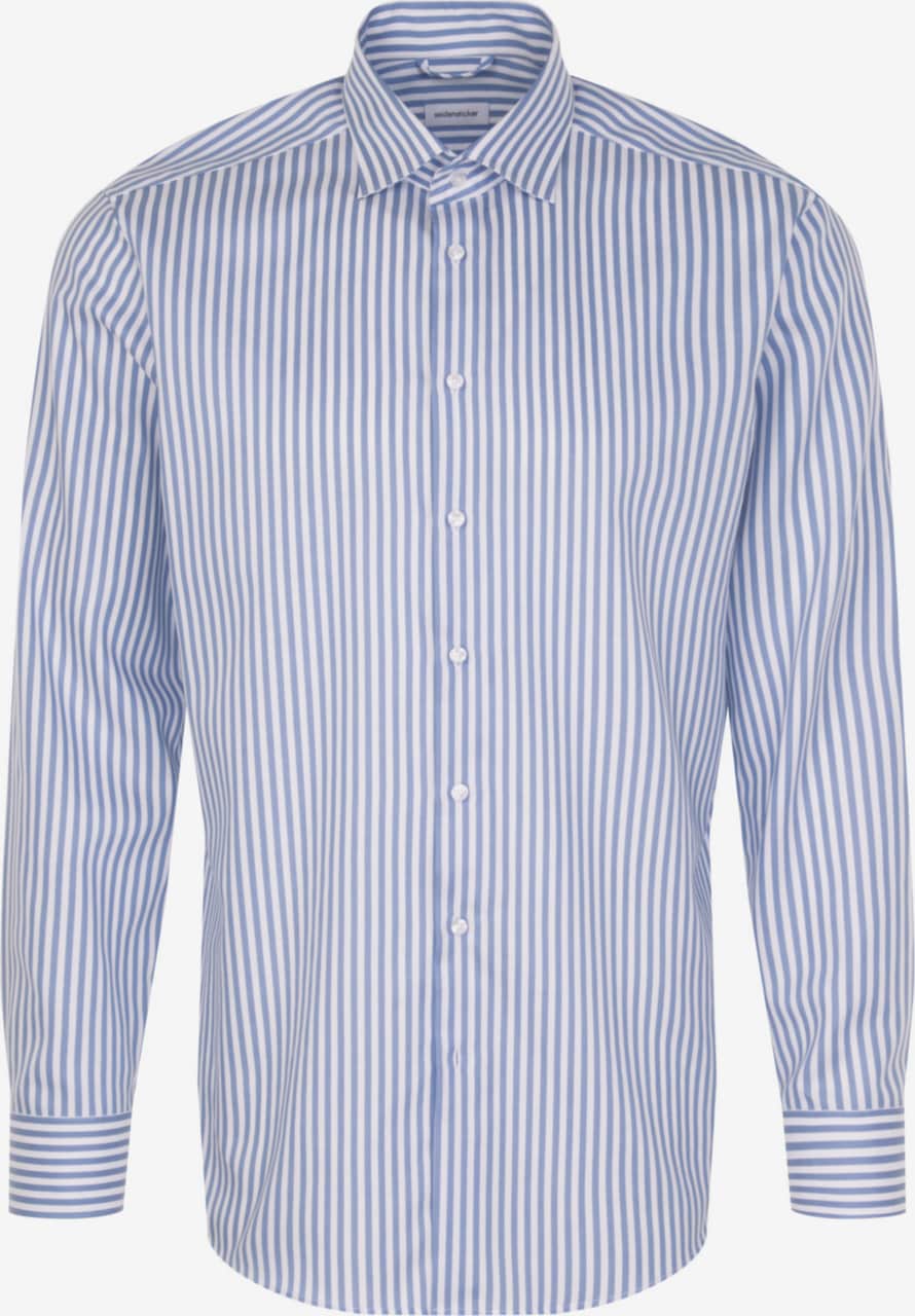 SEIDENSTICKER Regular Fit Business Shirt Blue Denim/White, Long Sleeve, Kent Collar