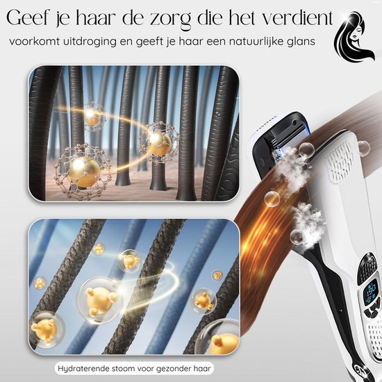 Sansbeauté® Steam Straightener - Lisseur à vapeur - Plaques larges - Lisseur professionnel - Lisseur à vapeur - Blanc