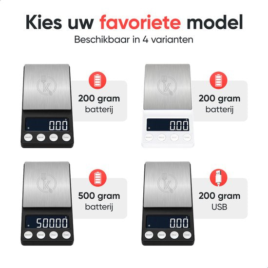 Kitchenwell digital mini precision kitchen scale - 0.01 à 500 grammes - 14.2 x 7.5 cm - balance de poche à piles - balance de cuisine