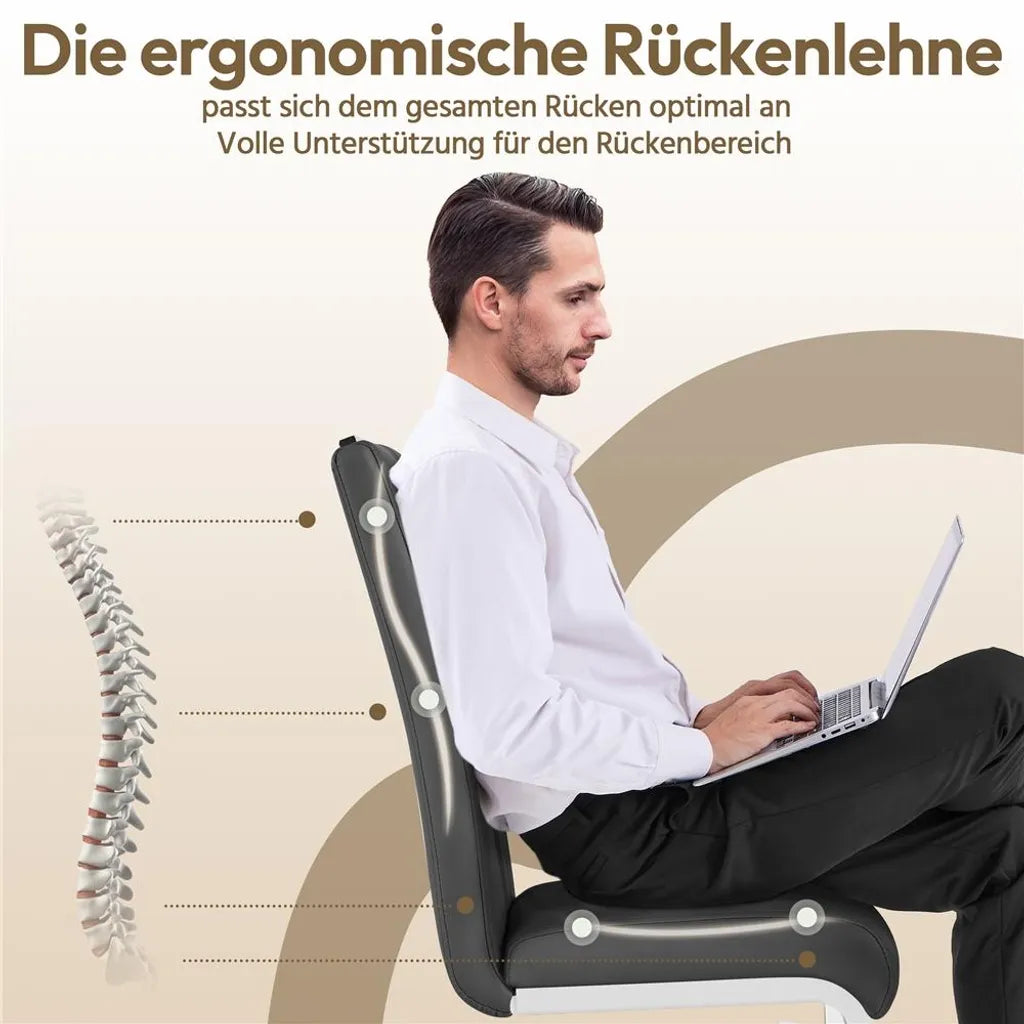Yaheetech Lot de 2 chaises de salle à manger 59 x 40,5 x 98,5 cm - Gris foncé - Chaises cantilever en similicuir