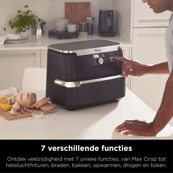 Friteuse à air chaud Ninja Foodi FlexDrawer, DualZone avec cloison amovible, grand bac de 10,4 l, pièces lavables au lave-vaisselle avec revêtement antiadhésif - Noir - AF500EU