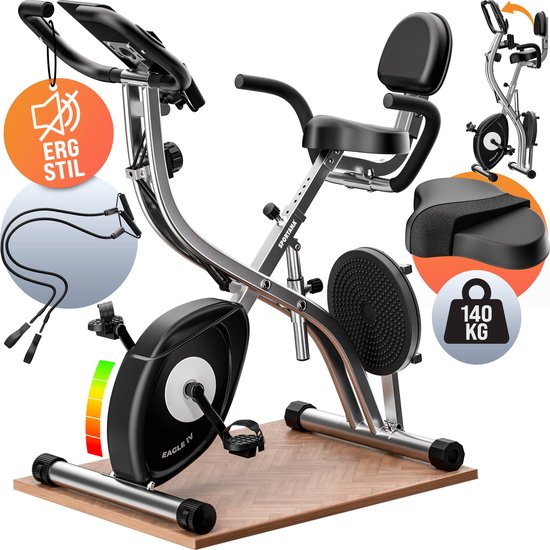 Sportana Vélo d'exercice Eagle 4 - Pliable 10 niveaux - Noir Argent