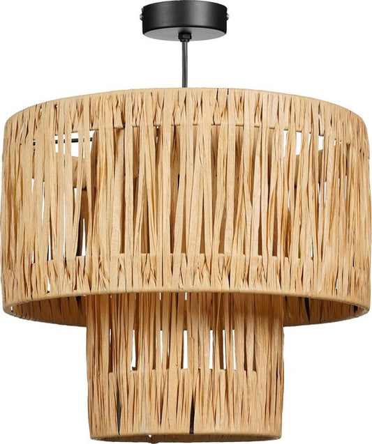 Mica Decorations Elisa Lampe pendante - H30 x Ø35 cm - Raphia - Marron clair