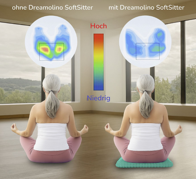 Coussin d'assise Dreamolino SoftSitter Gel - Vert - 42 x 37 x 3,5 cm - Confort anti-pression pour la maison, la voiture et le bureau
