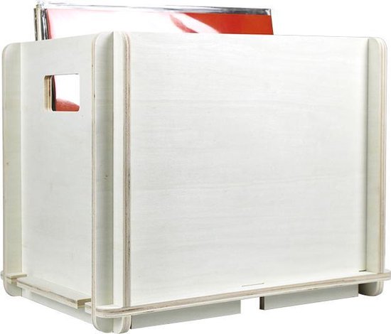 Caisse de rangement pour disques vinyles lp - stocker les disques dans une caisse de rangement pour disques lp - bois - blanc