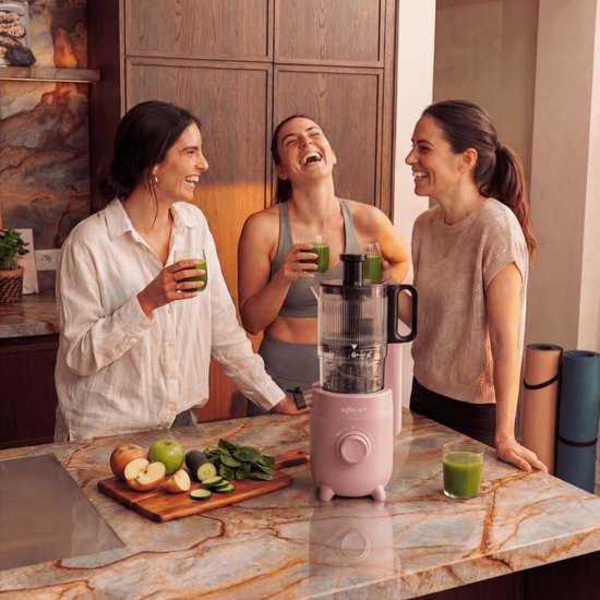 Safecourt Kitchen Slow Juicer - moteur puissant [technologie de pré-coupe et de pression à froid] - nettoyage facile - sans BPA - juicer Pink