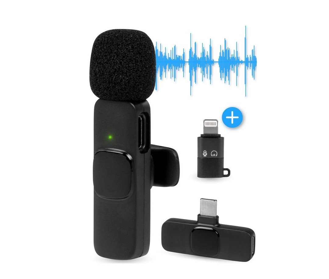Nuvance - Microphone sans fil - Microphone Tie Pin - Adapté à Usb-C & Apple Lightning - Microphone Lavelier - Plug & Play