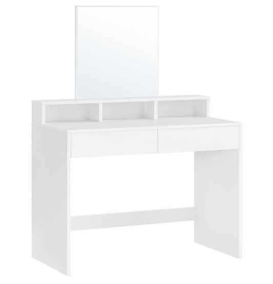 Table de coiffure VASAGLE avec miroir – 2 tiroirs et 3 compartiments – Blanche – 40 x 80 x 140 cm