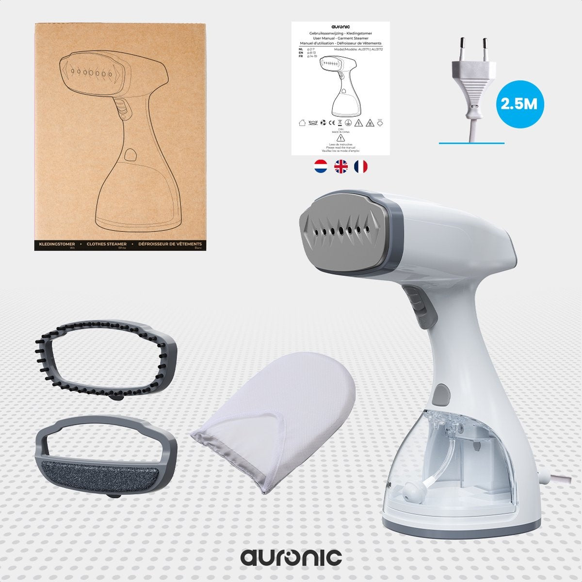 Auronic Défroisseur à linge - Défroisseur - Défroisseur à main pour vêtements et meubles - 300ml - Blanc