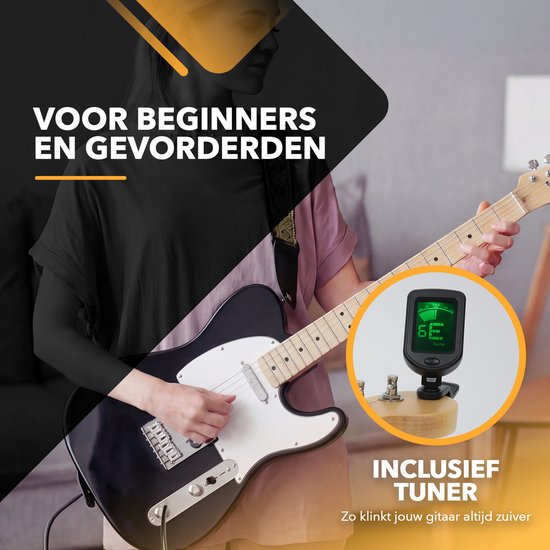 Guitare électrique Finesse avec ampli - avec cours vidéo - TE Guitare - Adultes - Enfants - Noir