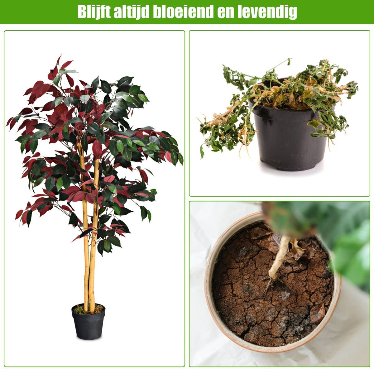 Côte 120 cm grand ficus vert dans le pot avec arbre artificiel plantes vertes réalistes