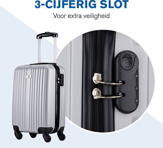 Slazenger Case Set 2 Piece - Hand Luggage Trolley 26L et Spacious Luggage Case 71L - Silver
