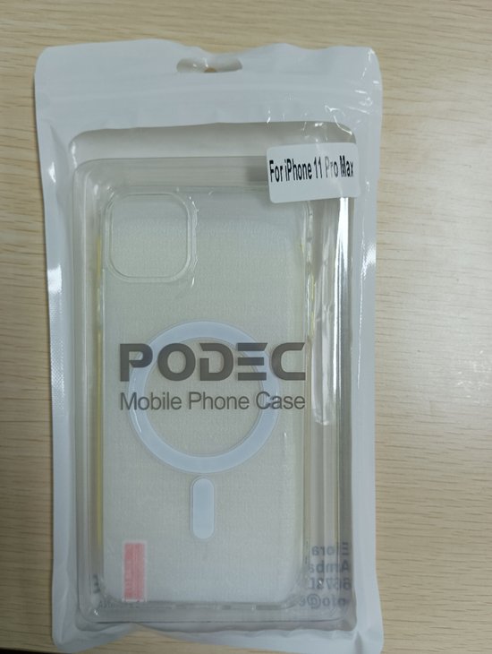 Coque Podec Magsafe compatible avec l'iPhone 11 Pro Max - Lot comprenant 3 protections d'écran + 3 protections d'appareil photo - Magnétique avec anneau, transparente - Coque de téléphone transparente Magsafe - Transparente