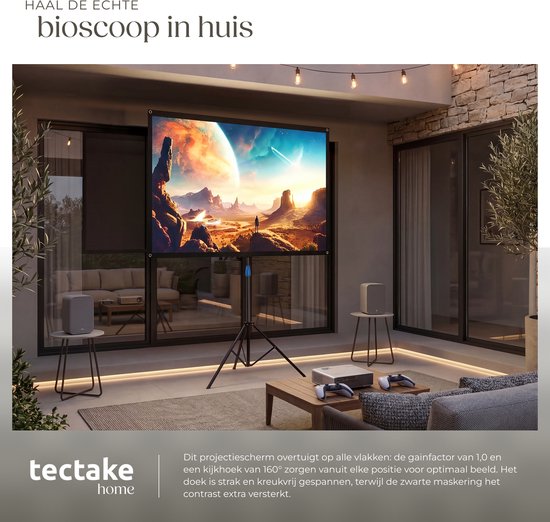 Écran de projection tectake® - 60 pouces - Écran de projection 16:9 avec trépied - 4K HD - Enroulable - Extensible - Toile de projection - Écran de présentation - Sac de transport inclus