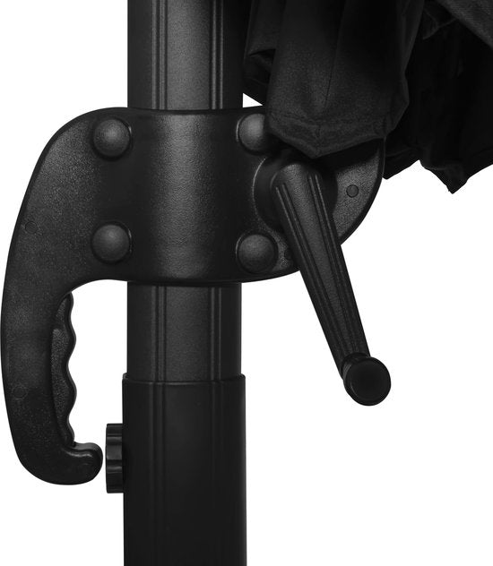 VONROC Premium Floating Parasol Bardolino Ø300cm - Base transversale et housse de protection incluses - Parasol rond - Orientable à 360° - Inclinable - Toile résistante aux UV - Noir