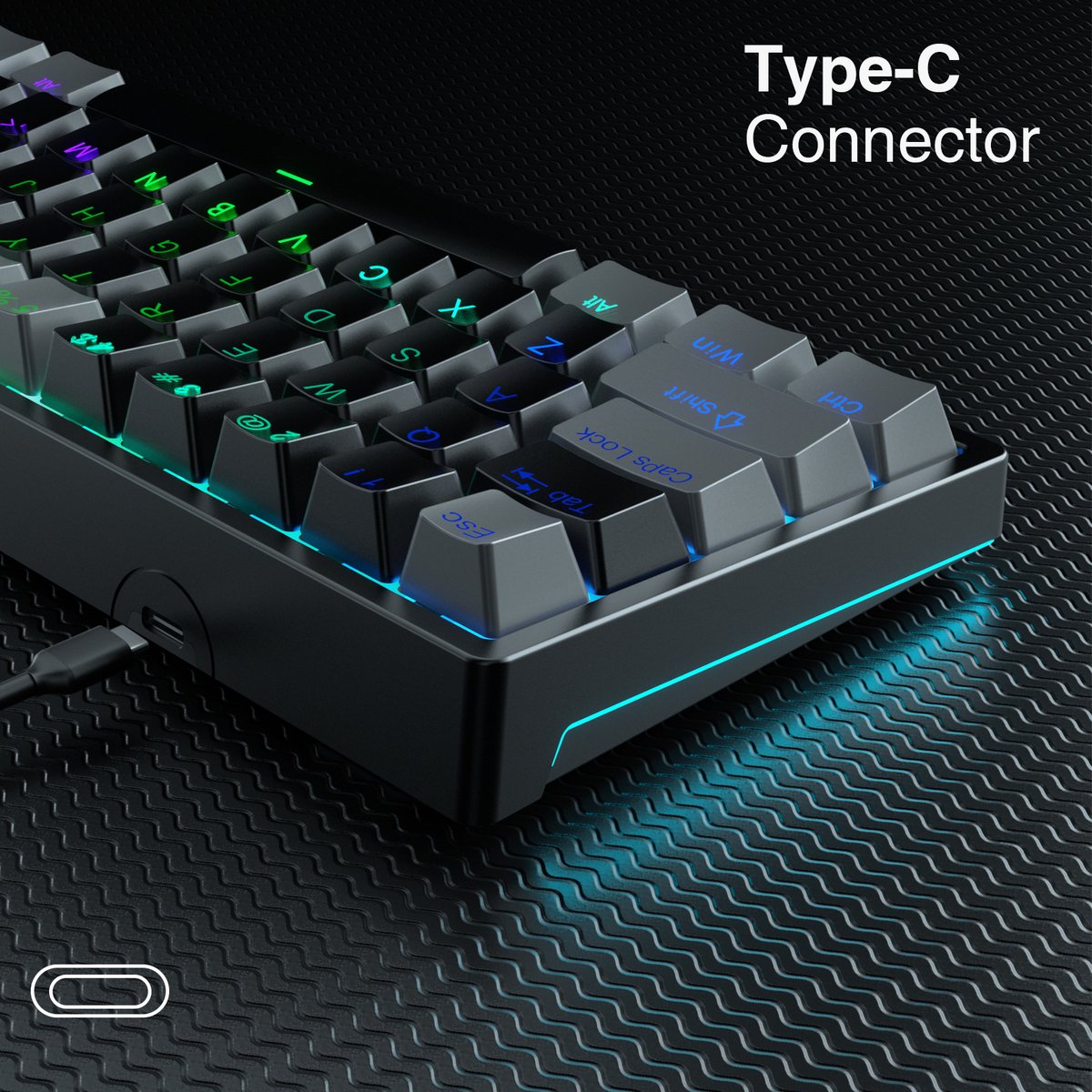 AULA F3261 - Clavier de jeu filaire - Mécanique - Full RGB - 61 touches - Commutateur rouge - Hot swap - Claviers Qwerty - Noir