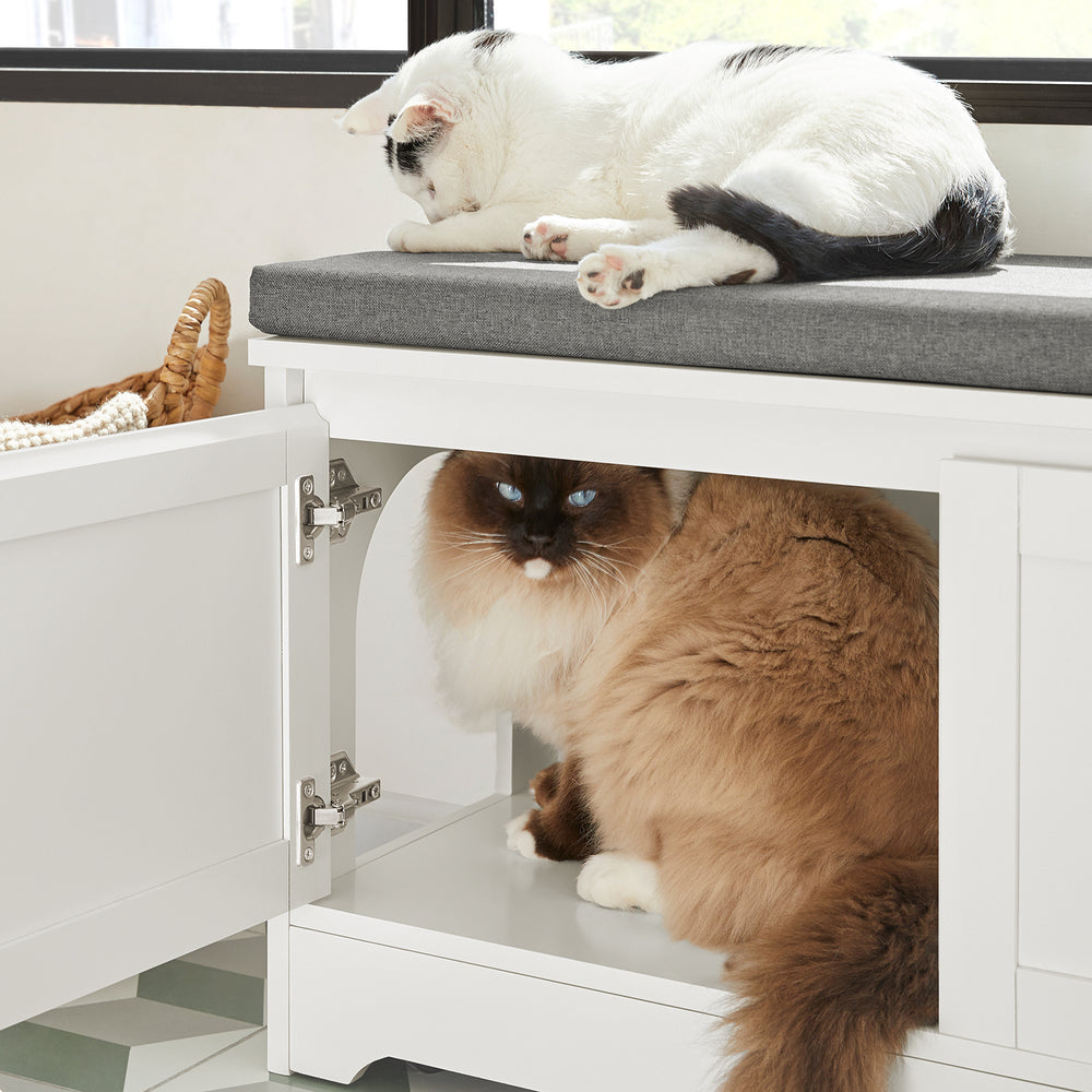 SoBuy FSR136-W Maison pour chat, banc pour chat, armoire pour chat, armoire pour chat, banc à chaussures, étagère à chaussures, tabouret à chaussures
