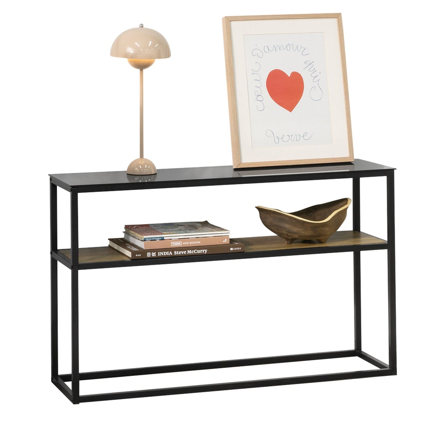 SoBuy Table console FSB43-SCH - 2 niveaux - 110 x 30 x 70 cm - Noir