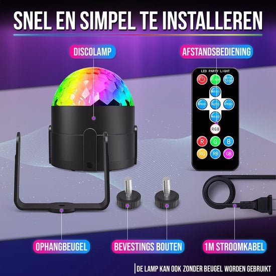 Strex Disco Lamp with Remote Control 2 STUKS - pour enfants et adultes - Party Lights - Disco Ball - Disco Light - Disco Lamp