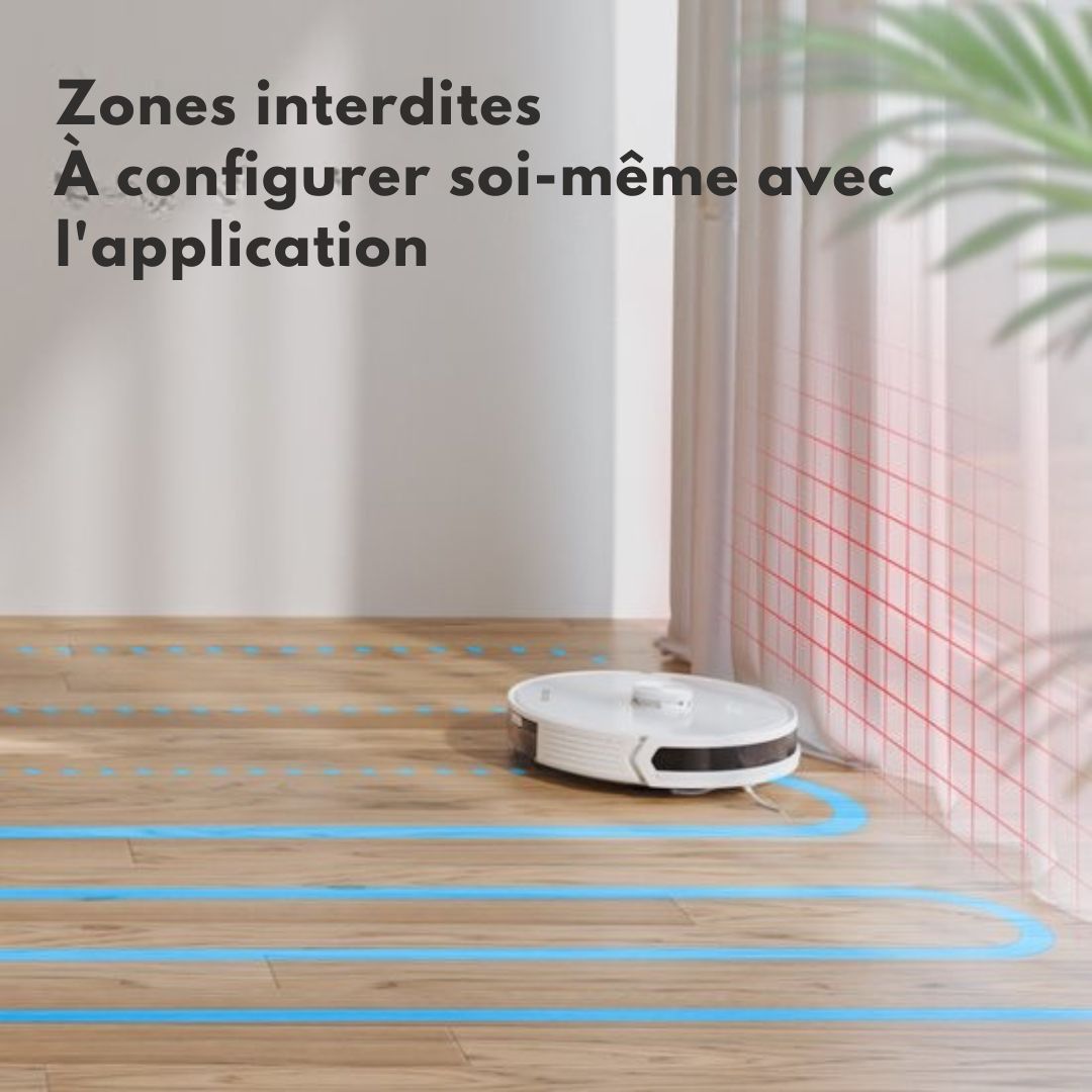 Robot Aspirateur Auronic - Avec fonction balayage - WiFi et App - Station de charge - Animaux domestiques - Navigation laser - Blanc